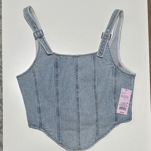 Denim Blue Sleeveless Corset Top, L